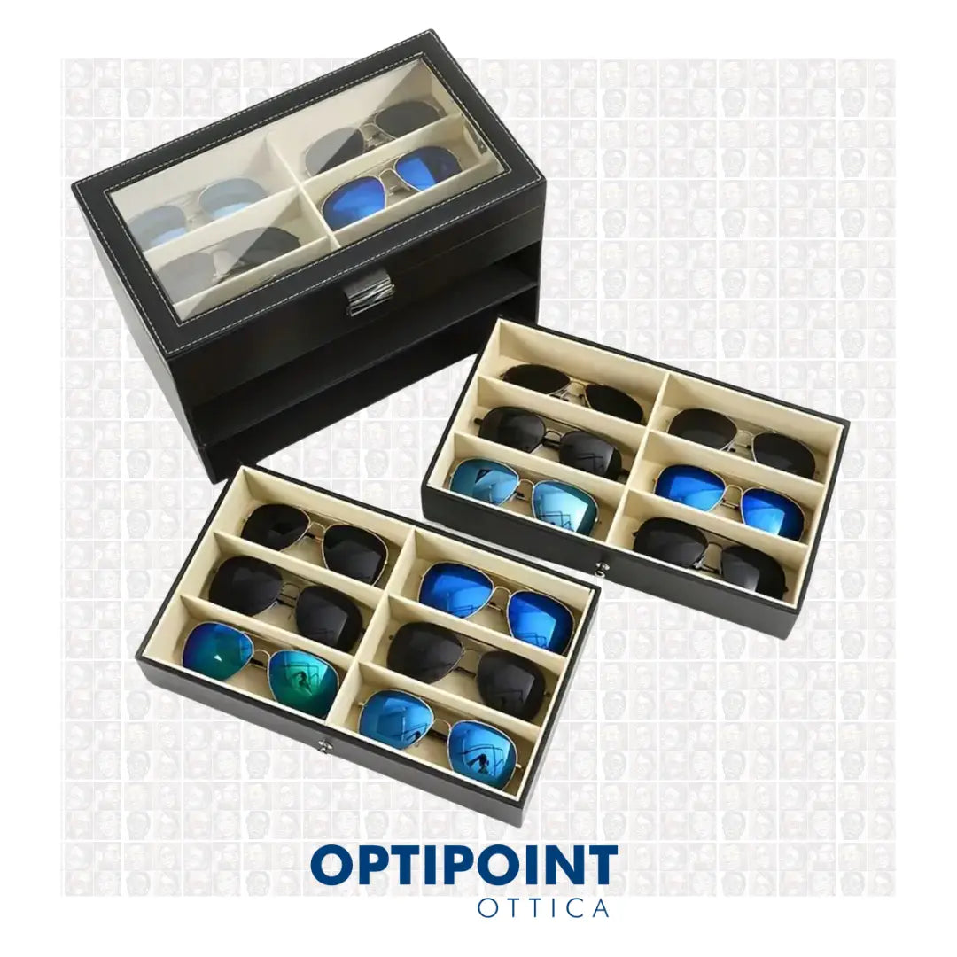 Cassettiera in pelle PU per occhiali