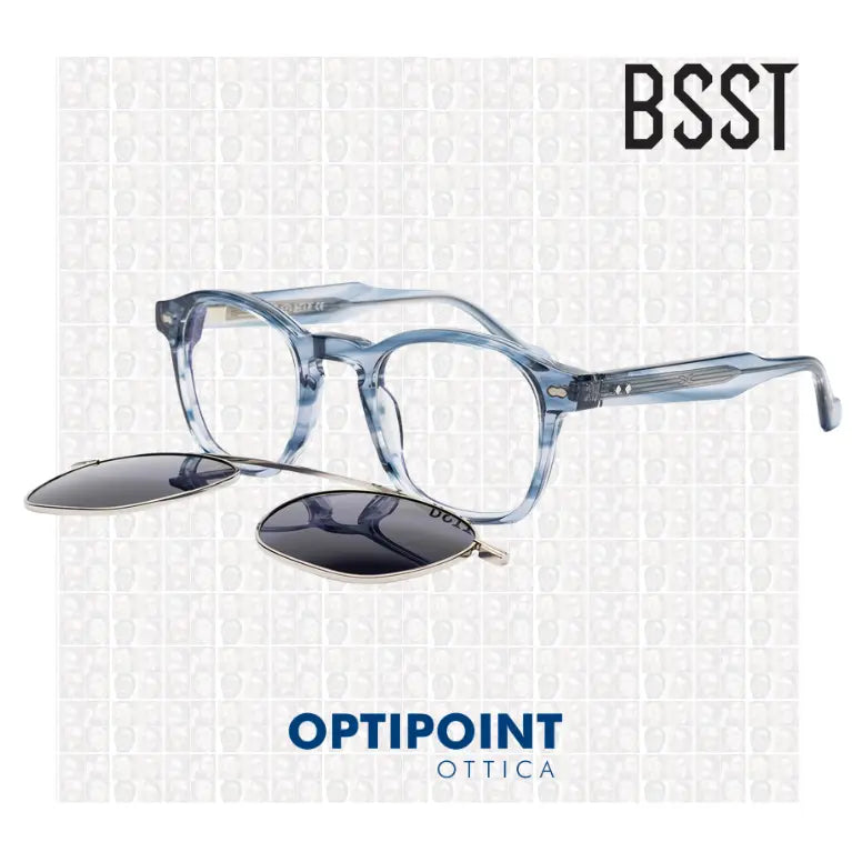 BSTT CLIP-ON GECKO BLU CRISTALLO STRIATO OCCHIALI DA VISTA