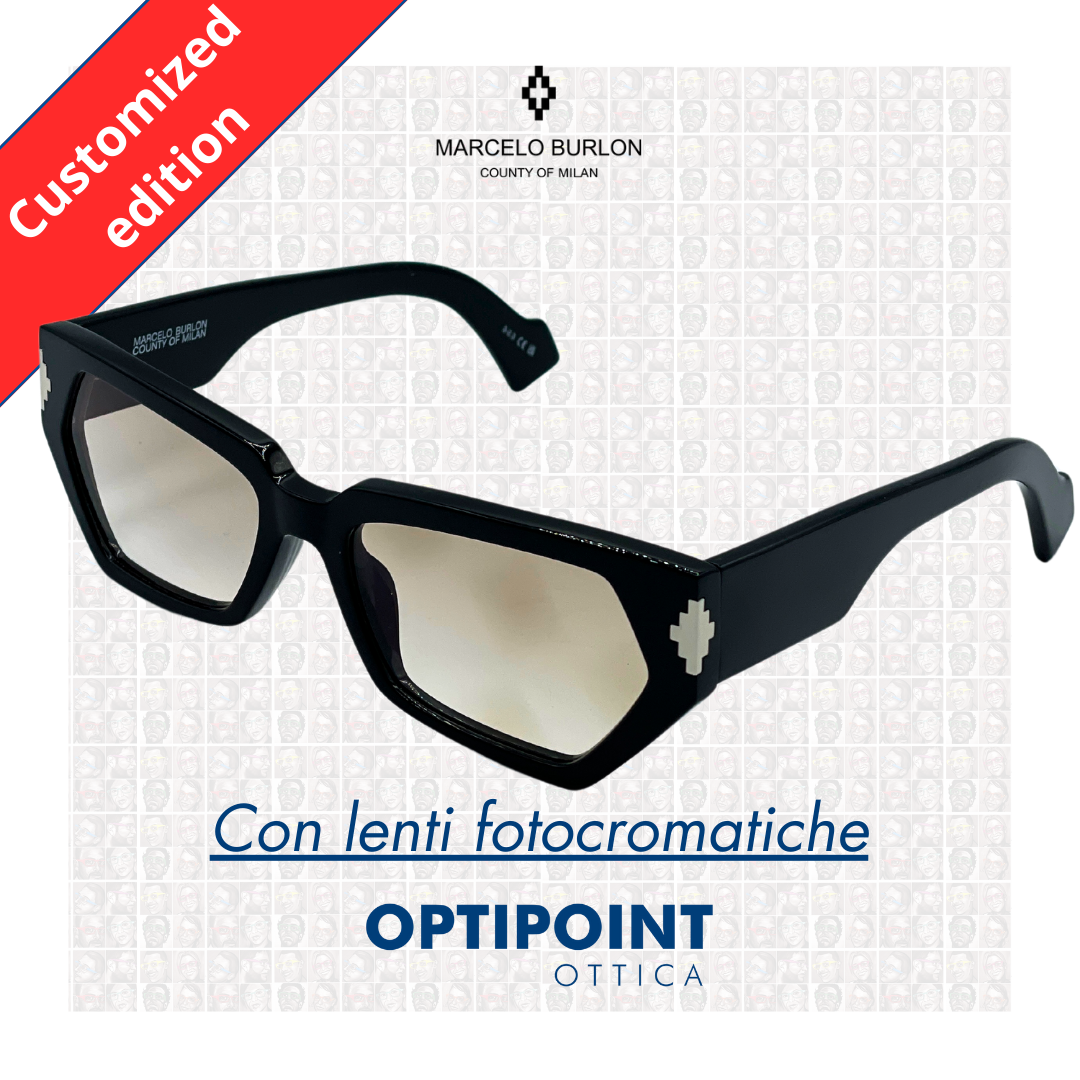MARCELO BURLON 1055 NERO CUSTOMIZZATO OCCHIALI DA SOLE - Optipoint - Lux S.r.l.