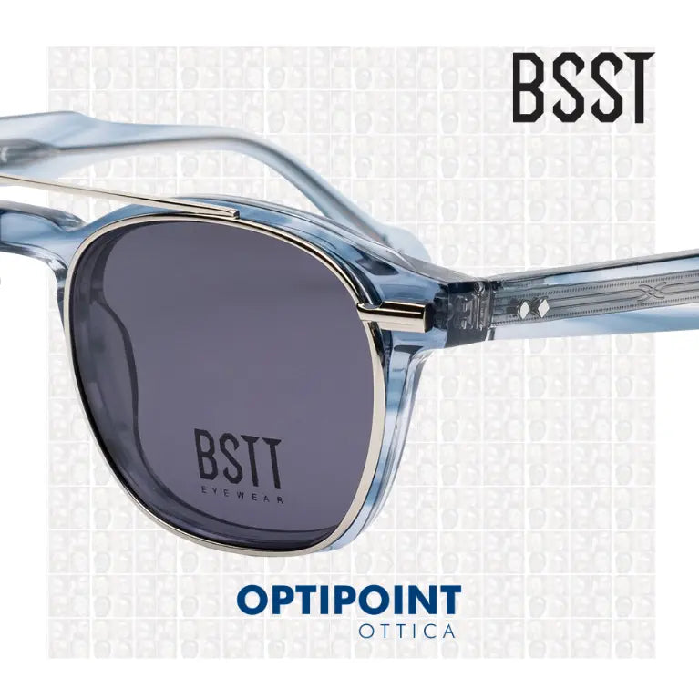 BSTT CLIP-ON GECKO BLU CRISTALLO STRIATO OCCHIALI DA VISTA