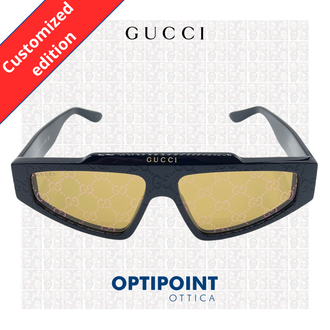 GUCCI GG1591S 001 CUSTOMIZZATO NERO LOGO OCCHIALI DA SOLE