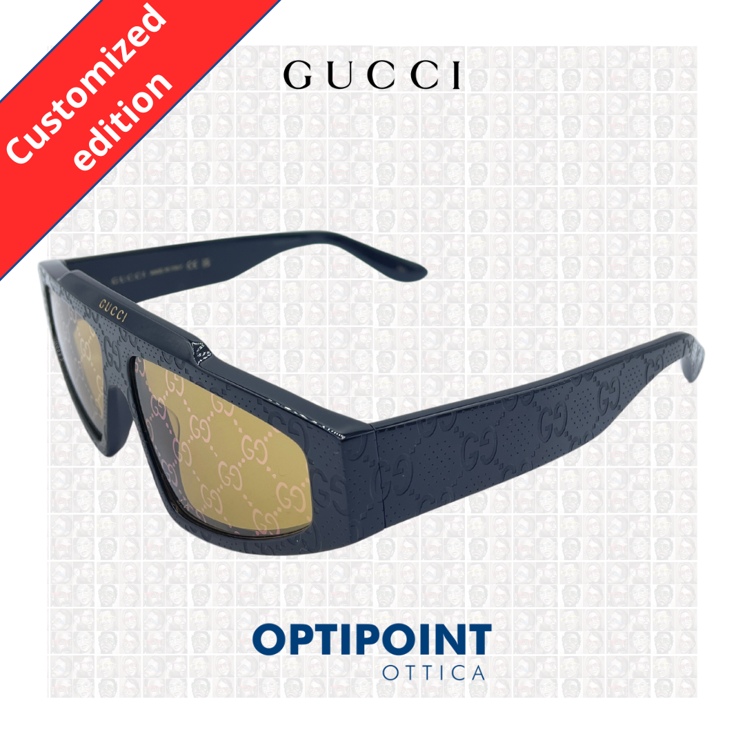 GUCCI GG1591S 001 CUSTOMIZZATO NERO LOGO OCCHIALI DA SOLE