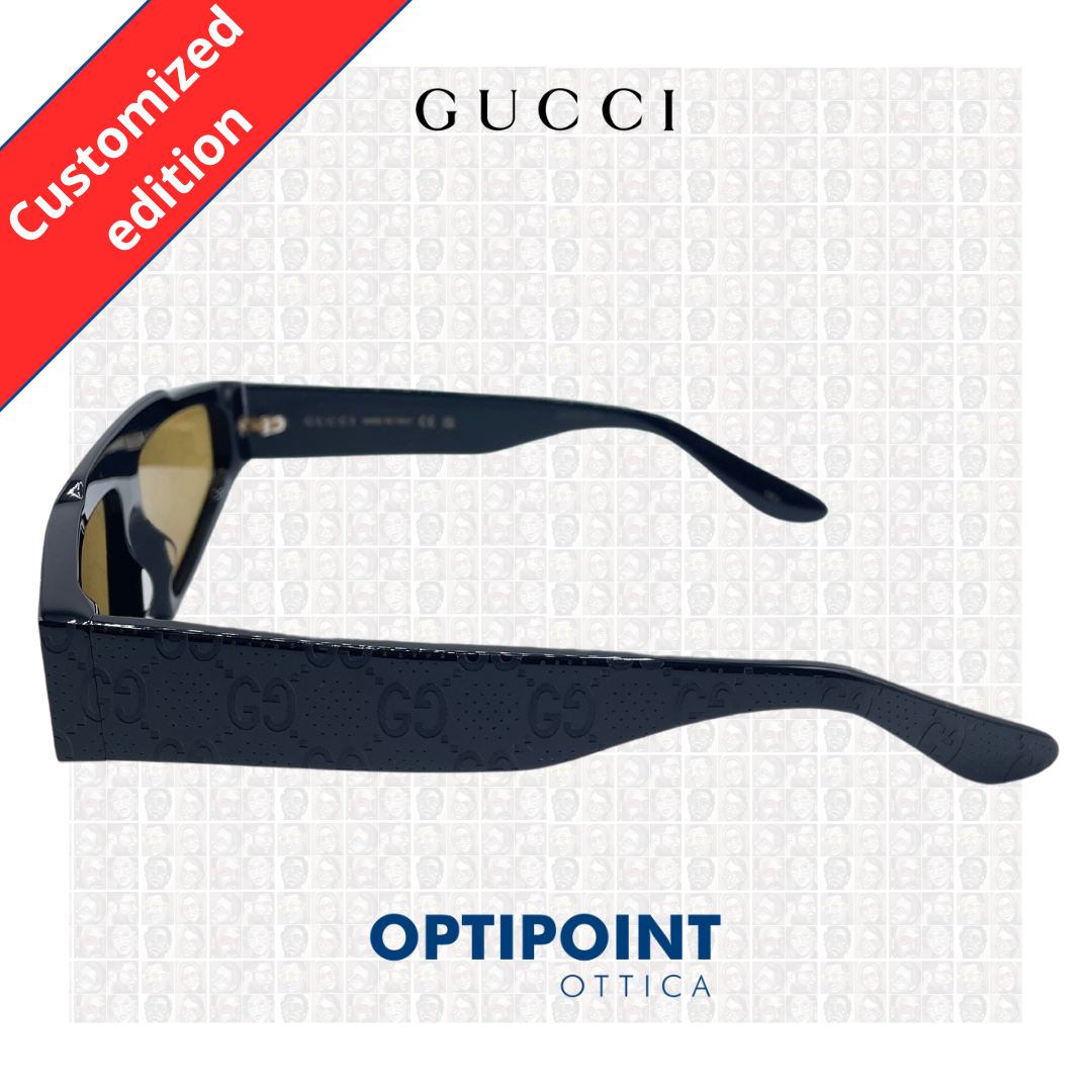 GUCCI GG1591S 001 CUSTOMIZZATO NERO LOGO OCCHIALI DA SOLE